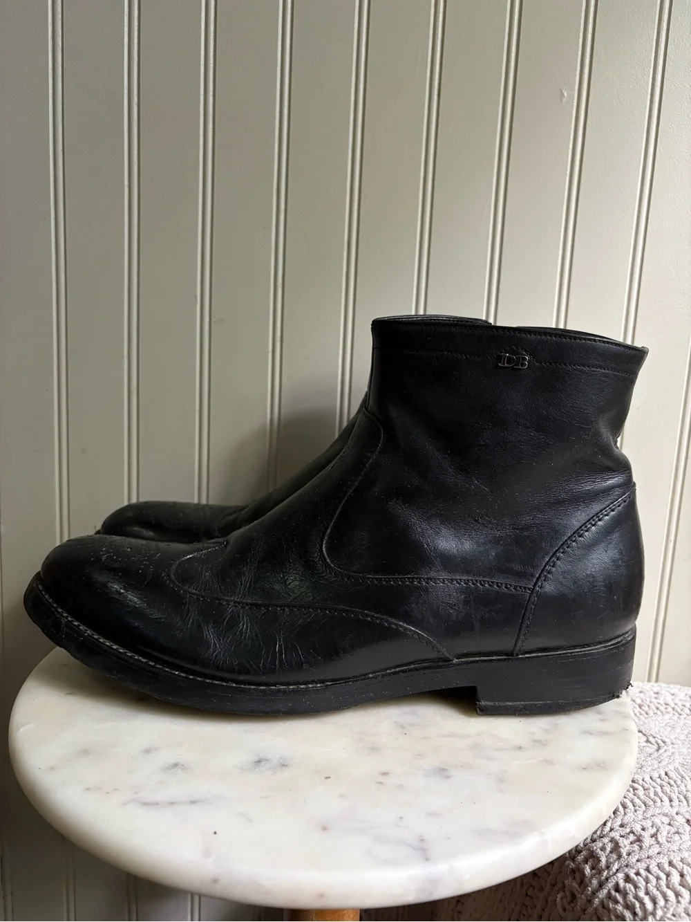 Dino Bigioni Black Leather Wingtip Chelsea Boots Men’s 11.5 Classic Designer EUC